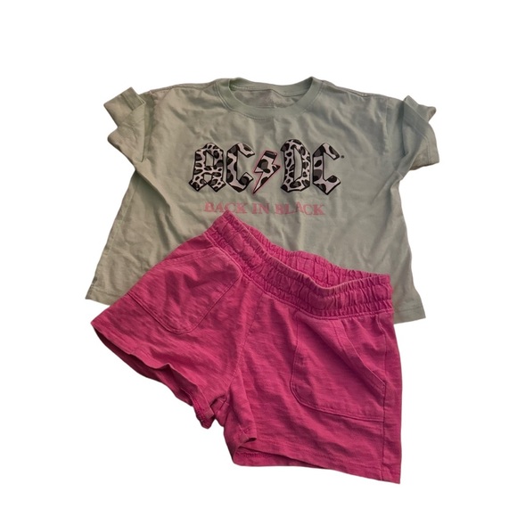 Girls Size 5T BOGO Summer outfit sale! AC/DC Top & Hot Pink size 5 T Shorts - Picture 2 of 6